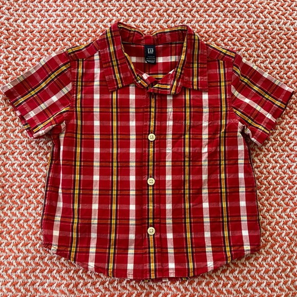 Lot of 3 plaid short sleeved button-down collared shirt for 18-24 months - Picture 2 of 10